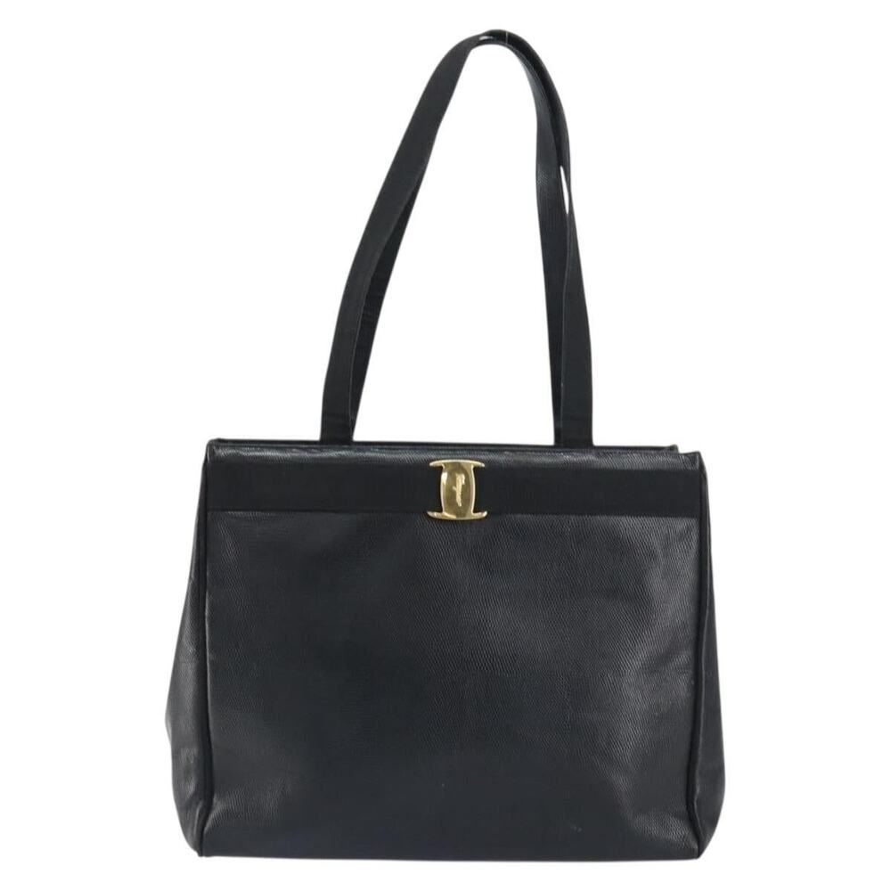 Salvatore Ferragamo Leather Vara Tote Bag Black